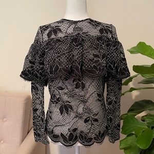Zara Lace Pattern Frill Top